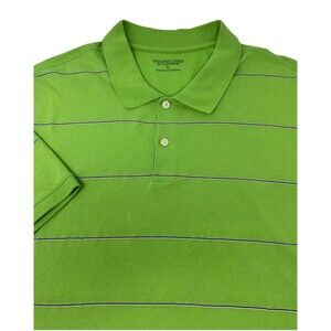 Roundtree & Yorke Men's Avocado Green Blue‎ Striped Polo Shirt XL